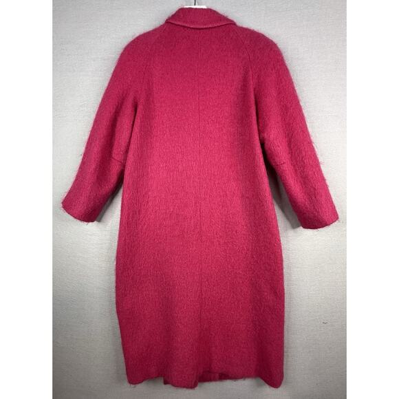 Vtg George David Fashions Pink Fuzzy Mohair Wool Coat Long Womens Sz 8 USA - Picture 4 of 9